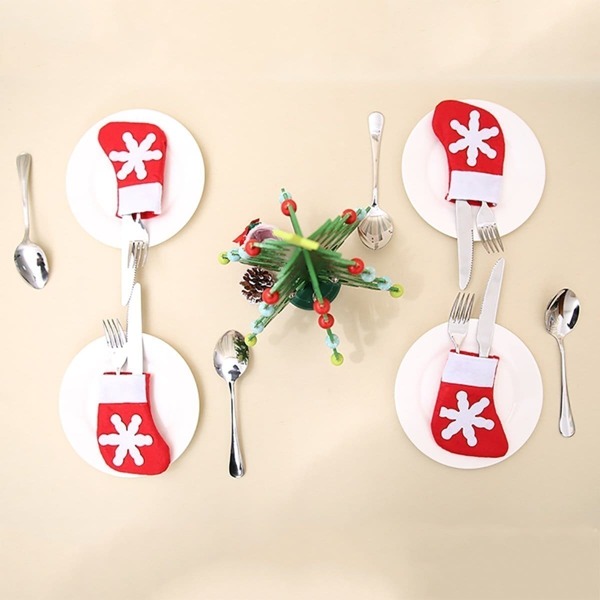 

Christmas Sock Tableware Bag 4pcs, Red