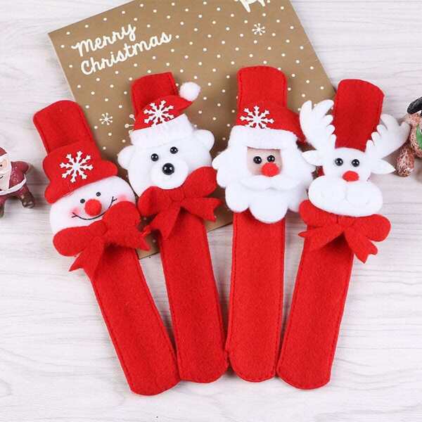 

Christmas Clap Bracelet 4pcs, Red