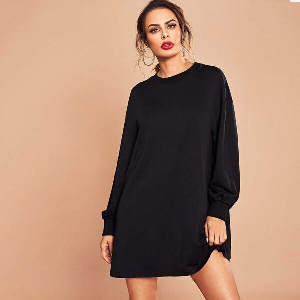 

Oversized Sweatshirt Dress, Black