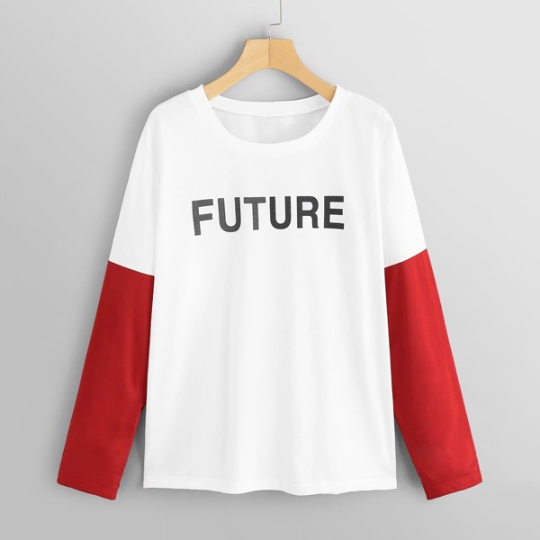 

Plus Color Block Letter Sweatshirt