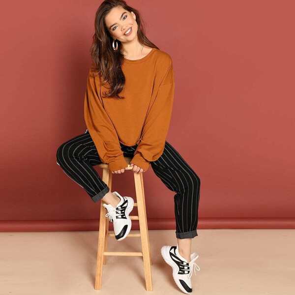 

Plus Drop Shoulder Lantern Sleeve Pullover
