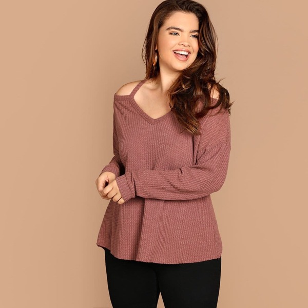 

Plus Cold Shoulder Solid Tee