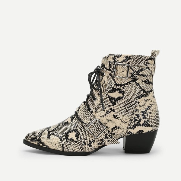 

Snake Embossed Side Zip Ankle Boots