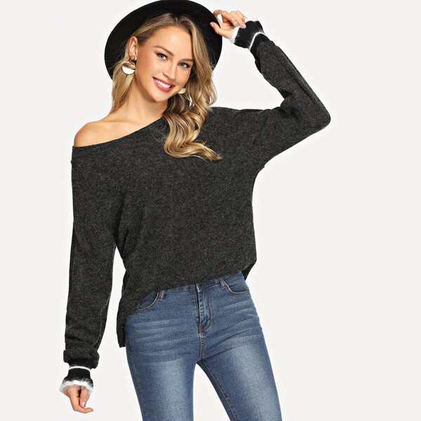 

Raglan Sleeve Sweater, Black