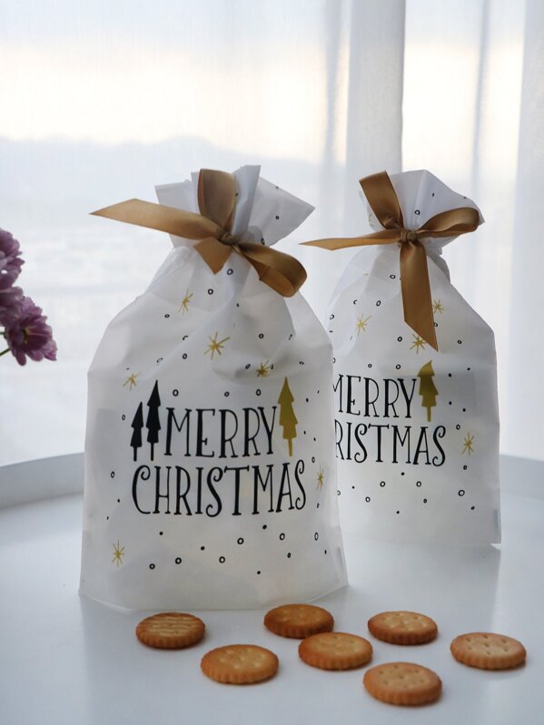 

Christmas Slogan Print Drawing Bag 10pcs