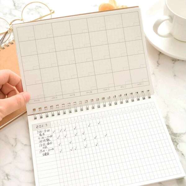 

Spiral Monthly Plan Notebook 48sheets, Khaki