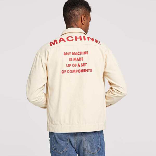 

Men Letter Print Back Jacket