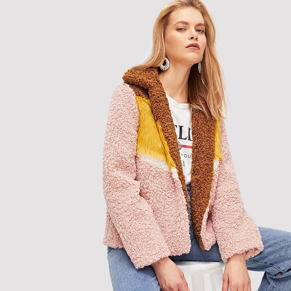 

Cut and Sew Teddy Coat, Pink