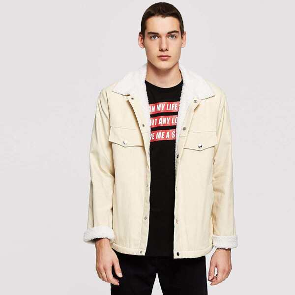 

Men Single Breasted Collar Teddy Jacket