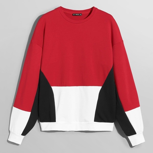 

Men Crew Neck Color Block Sweatshirt, Multicolor