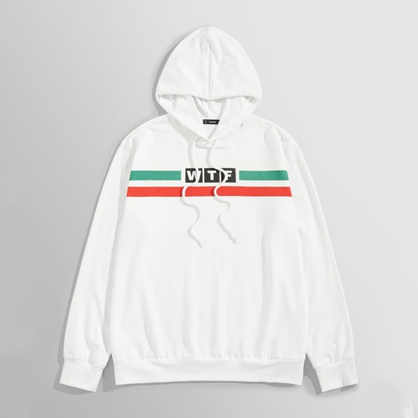 

Men Letter Front Drawstring Hoodie
