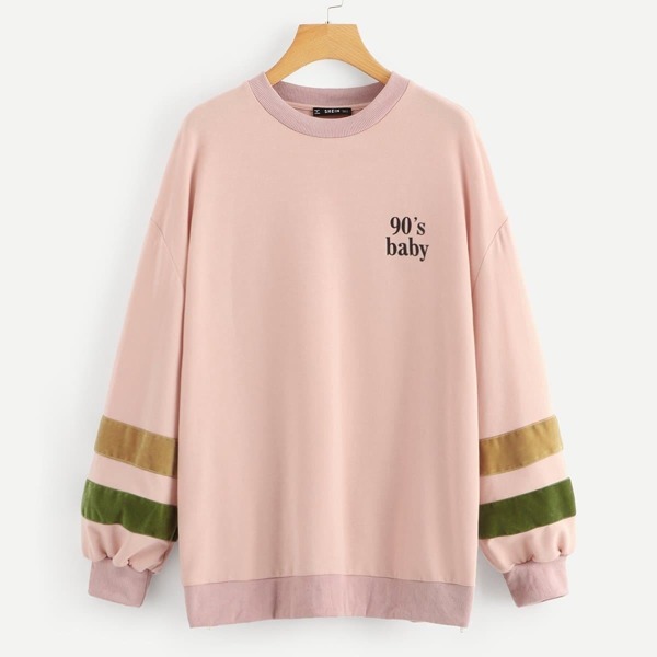 

Zip Side Striped Sleeve Sweatshirt