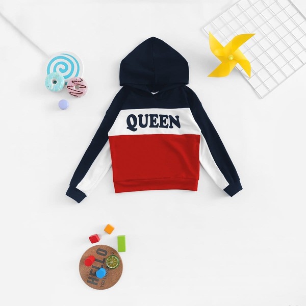 

Girls Color Block Letter Print Sweatshirt