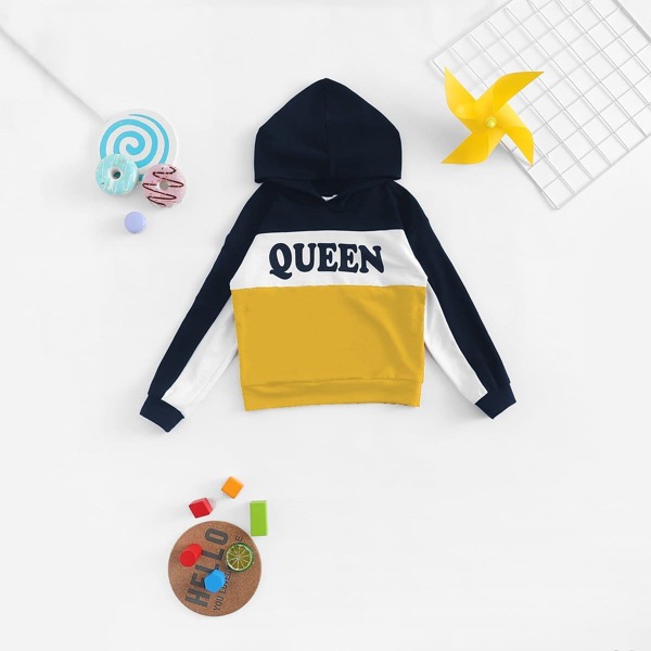 

Girls Color Block Letter Print Sweatshirt