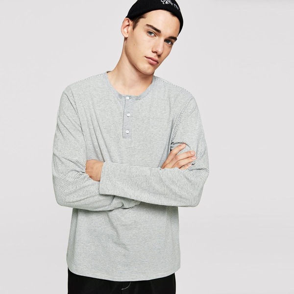 

Men Button Front Solid Tee