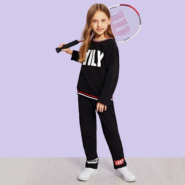 

Toddler Girls Letter Print Top With Pants