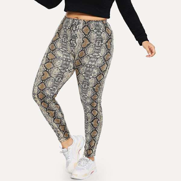 

Plus Snake Print Leggings, Multicolor
