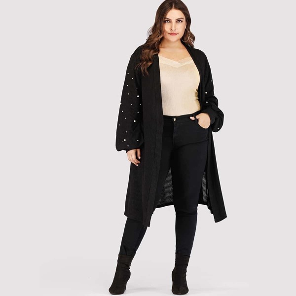 

Plus Pearls Beaded Knit Cardigan