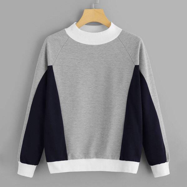 

Cut And Sew Panel Raglan Sleeve Sweatshirt