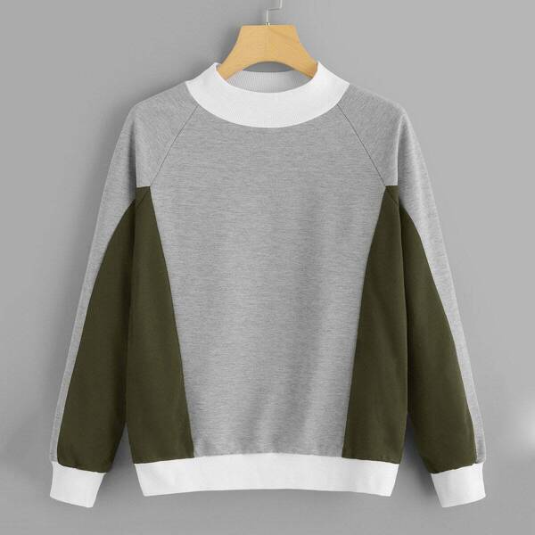 

Cut And Sew Panel Raglan Sleeve Sweatshirt