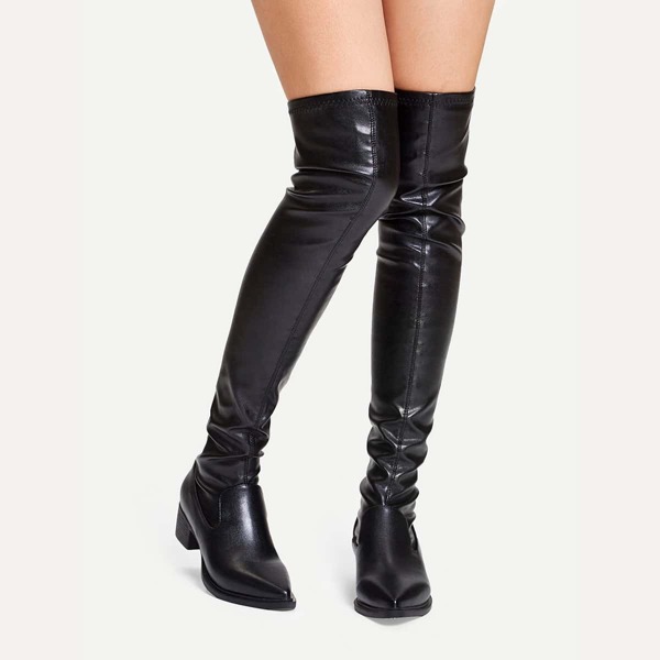 

Thigh High PU Plain Boots