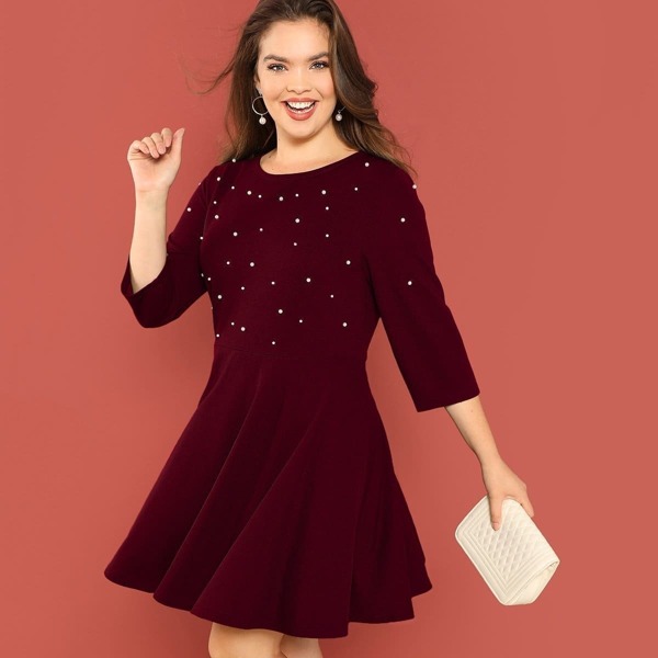 

Plus Pearl Beaded Skater Dress