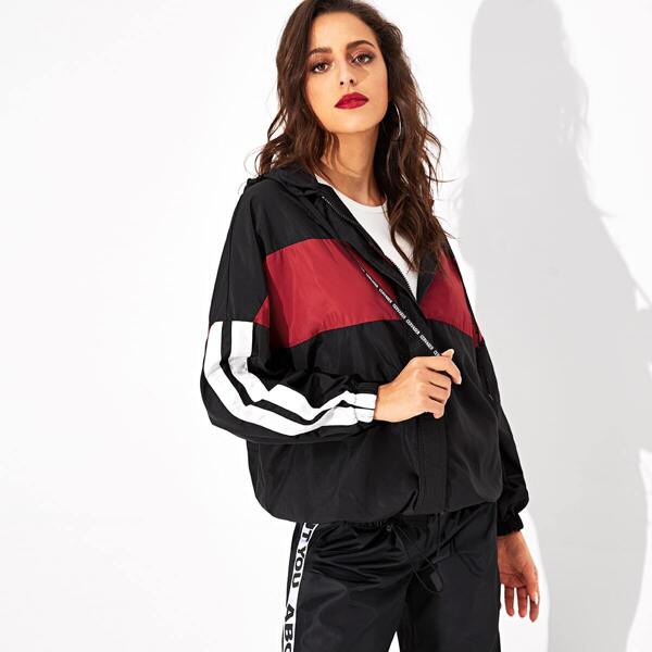 

Two Tone Hooded Jacket, Black