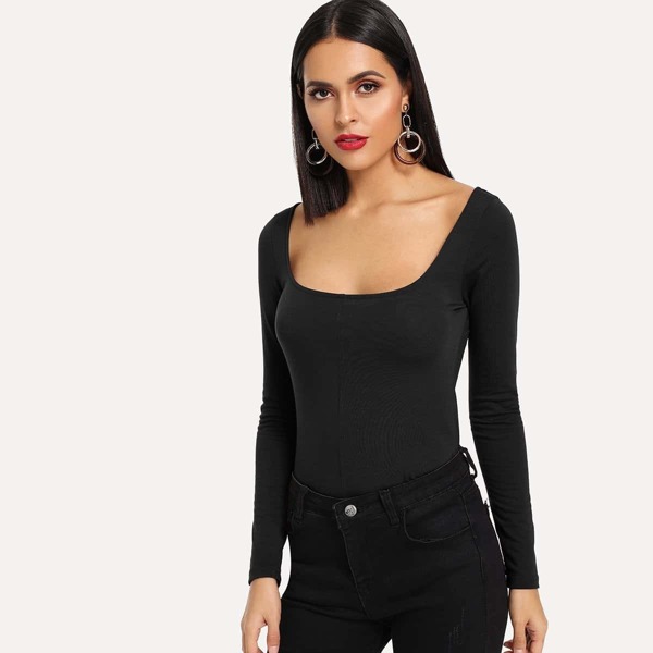 

Solid Square Neck Tee