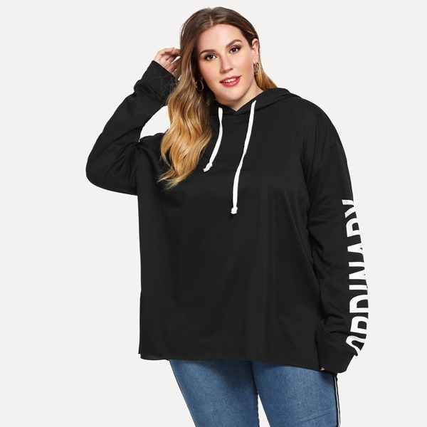 

Plus Drop Shoulder Hoodie, Black