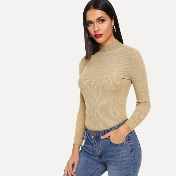 

Stand Neck Ribbed Jumper