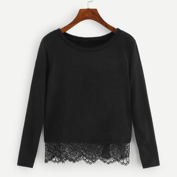 

Contrast Lace Hem Jumper