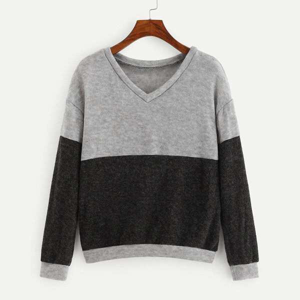 

Cut And Sew V Neck Jumper