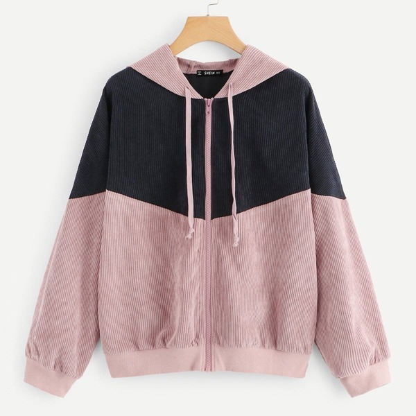 

Color Block Zip Up Hoodie Jacket, Multicolor