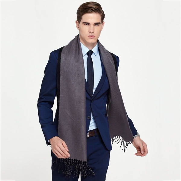 

Men Fringe Hem Plain Scarf