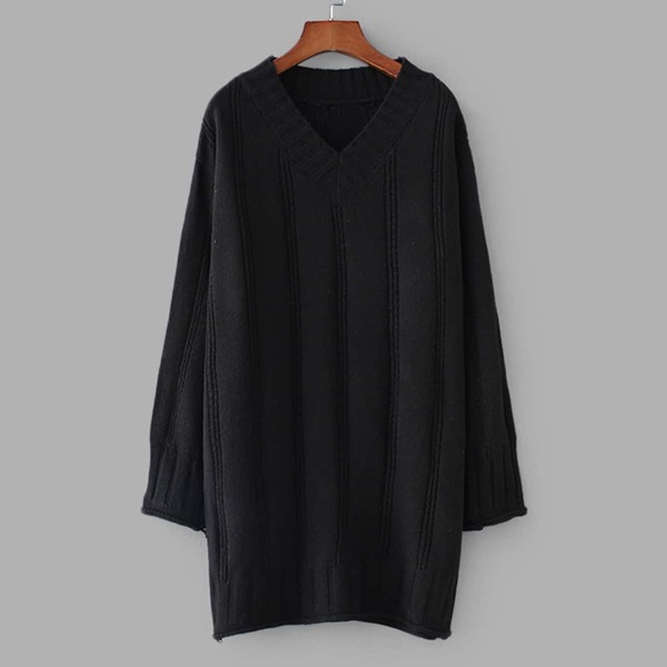 

V-Neck Drop Shoulder Solid Sweater Dress