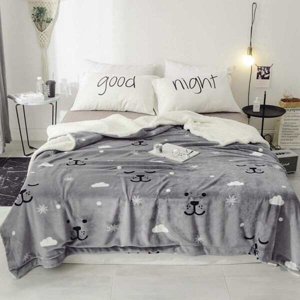 

Bear Print Blanket 1PC, Grey