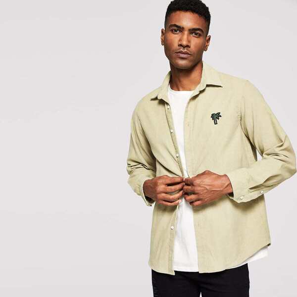 

Men Patched Detail Shirt
