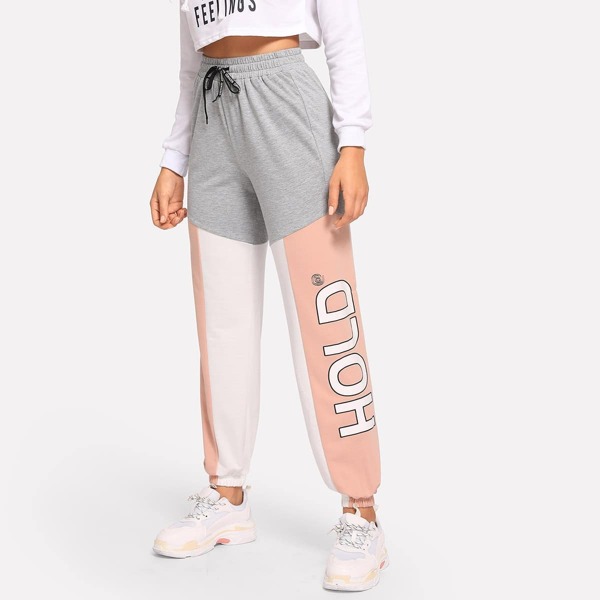 

Cut and Sew Letter Sweatpants, Multicolor