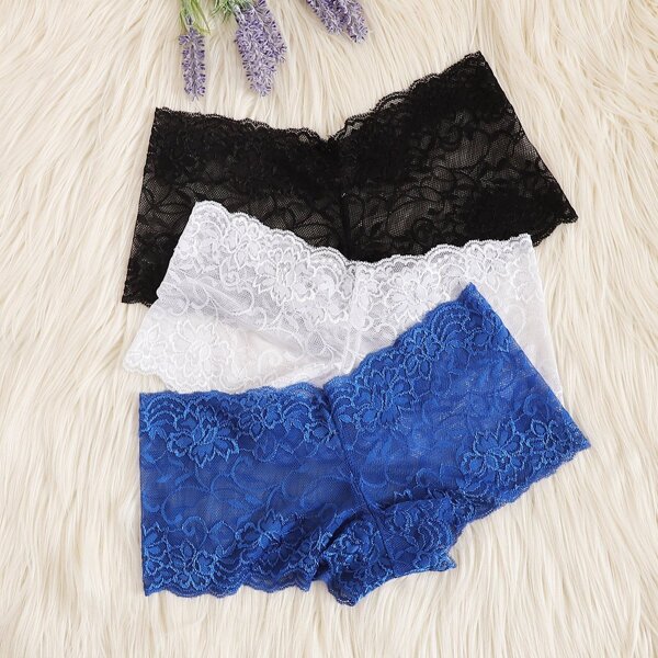 

Floral Lace Panty Set 3pcs, Multicolor