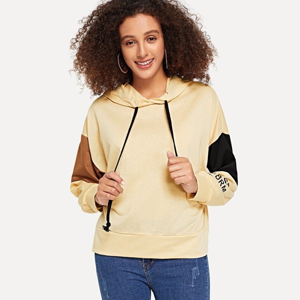 

Cut-And-Sew Drawstring Hoodie