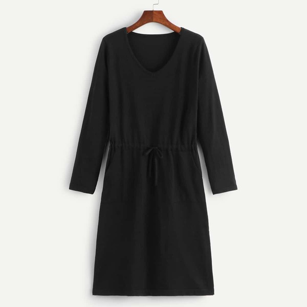 

Drawstring Waist Soft Knit Sweater Dress