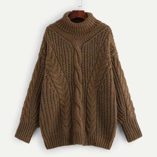 

Plus Turtleneck Cable Knit Marled Sweater