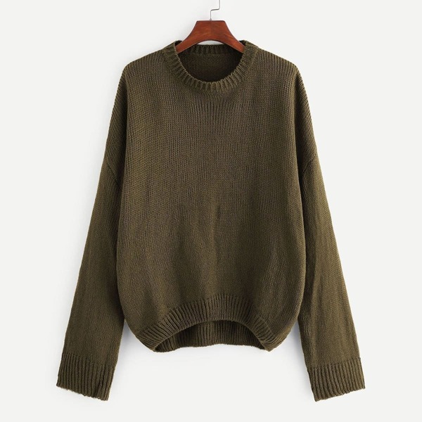 

Plus Drop Shoulder Solid Sweater