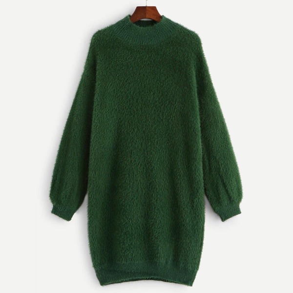 

Mock-Neck Solid Fuzzy Sweater