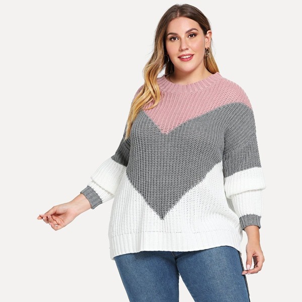 

Plus Drop Shoulder Chevron Sweater