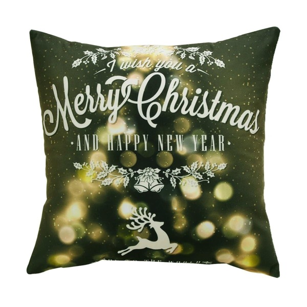

Christmas Slogan Print Cushion Cover, Green