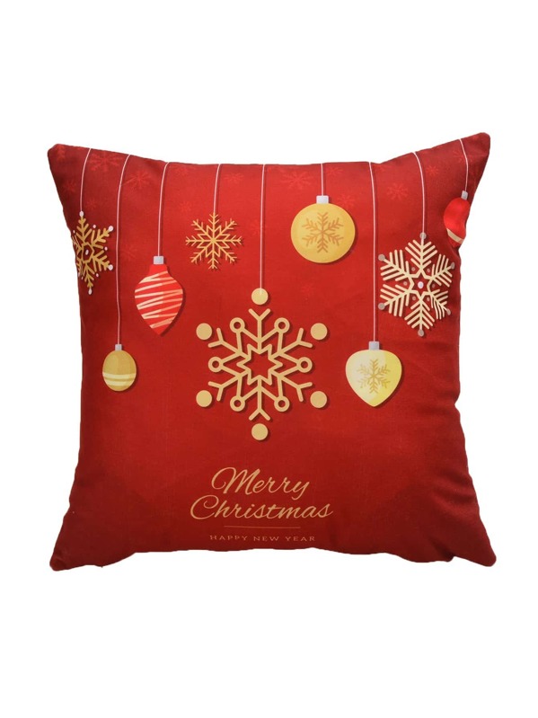 

Christmas New Year Slogan Print Cushion Cover, Red