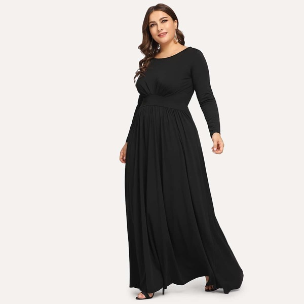 

Plus Solid High Waist Dress