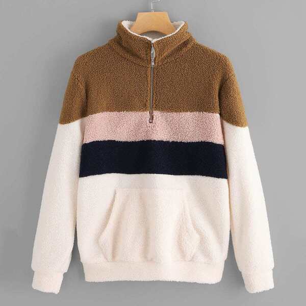 

Quarter Zip Cut And Sew Teddy Sweatshirt