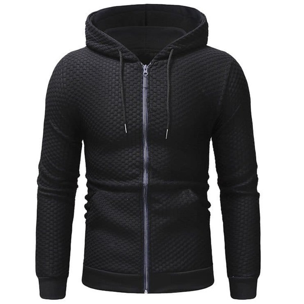 

Men Solid Zip Up Hoodie
